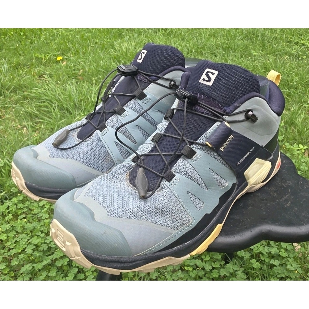 Salomon X Ultra 04 W Blue Gray Hiking Shoes Womens Quicklace Superfeet Insoles